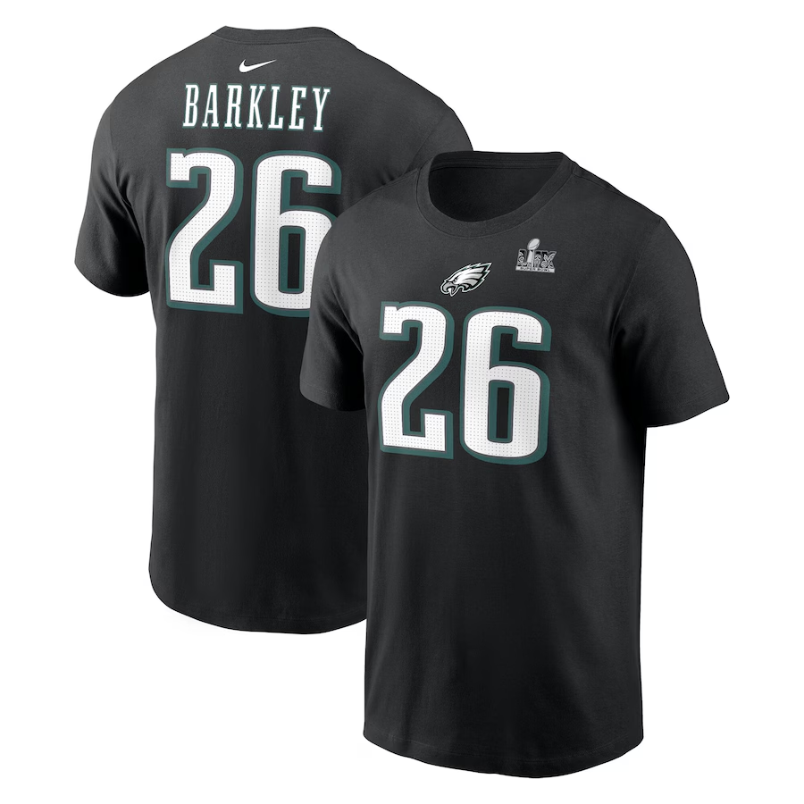 Men NFL Philadelphia Eagles #26 Barkley black 2025 T shirts->nfl t-shirts->Sports Accessory